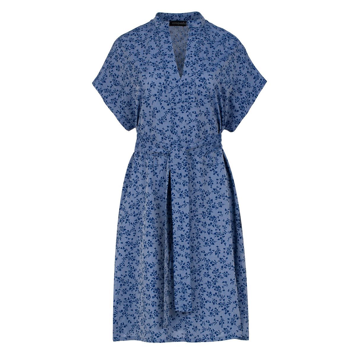 Geblümtes Midikleid mit Gürtel