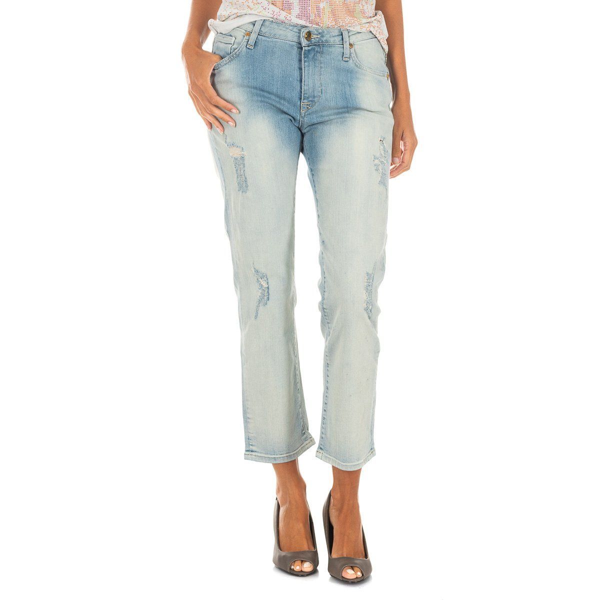 Straight-Leg-Jeans mit Distressed-Details