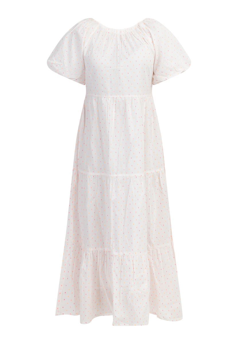 Gestuftes Maxikleid mit Pünktchenmuster