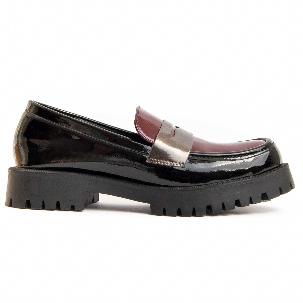 Zweifarbige Plateau Penny Loafer