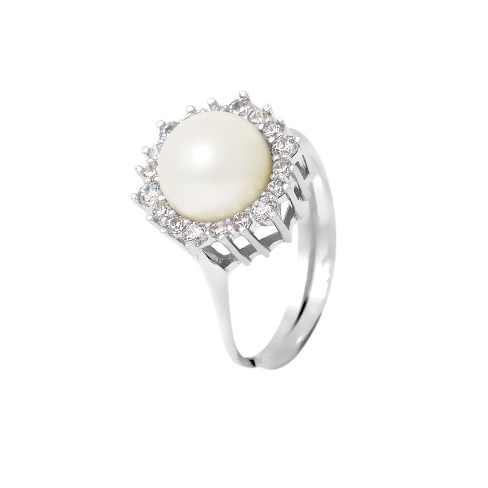 Eleganter Halo-Ring mit Süßwasserperle