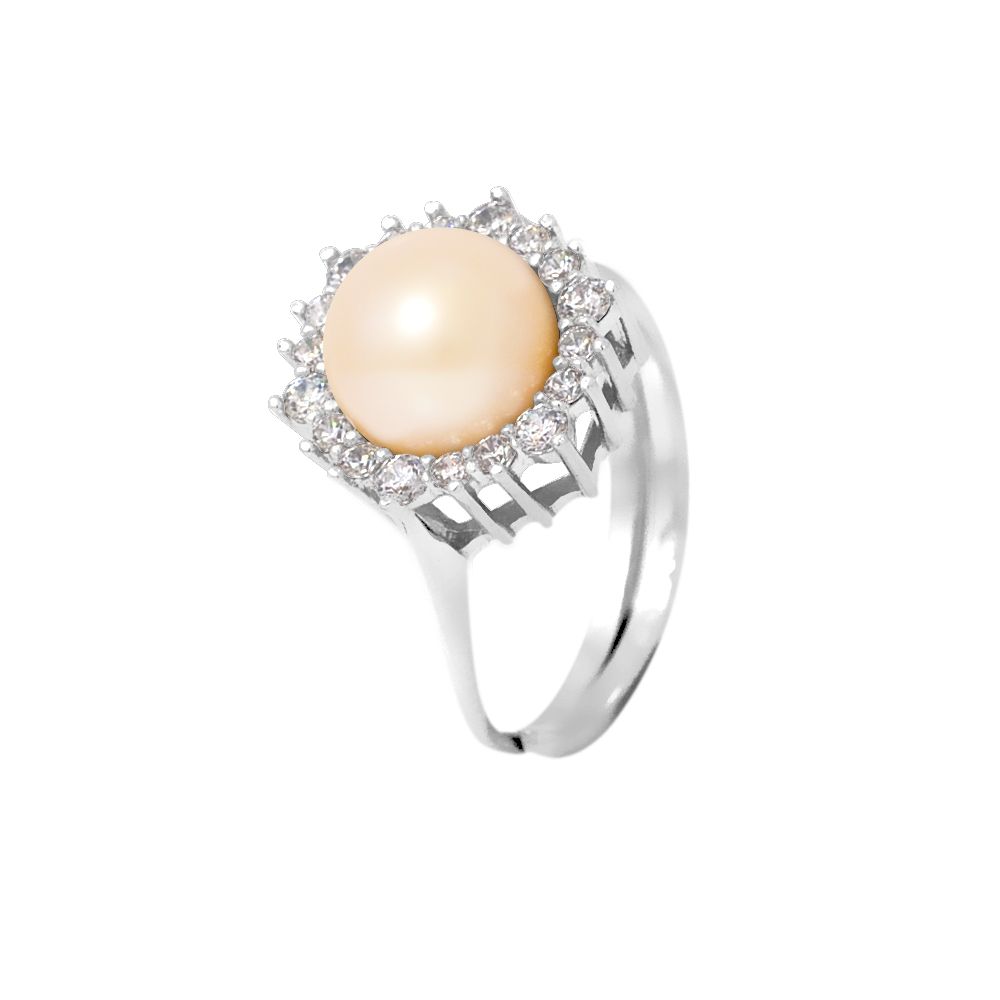 Eleganter Halo-Ring mit Süßwasserperle