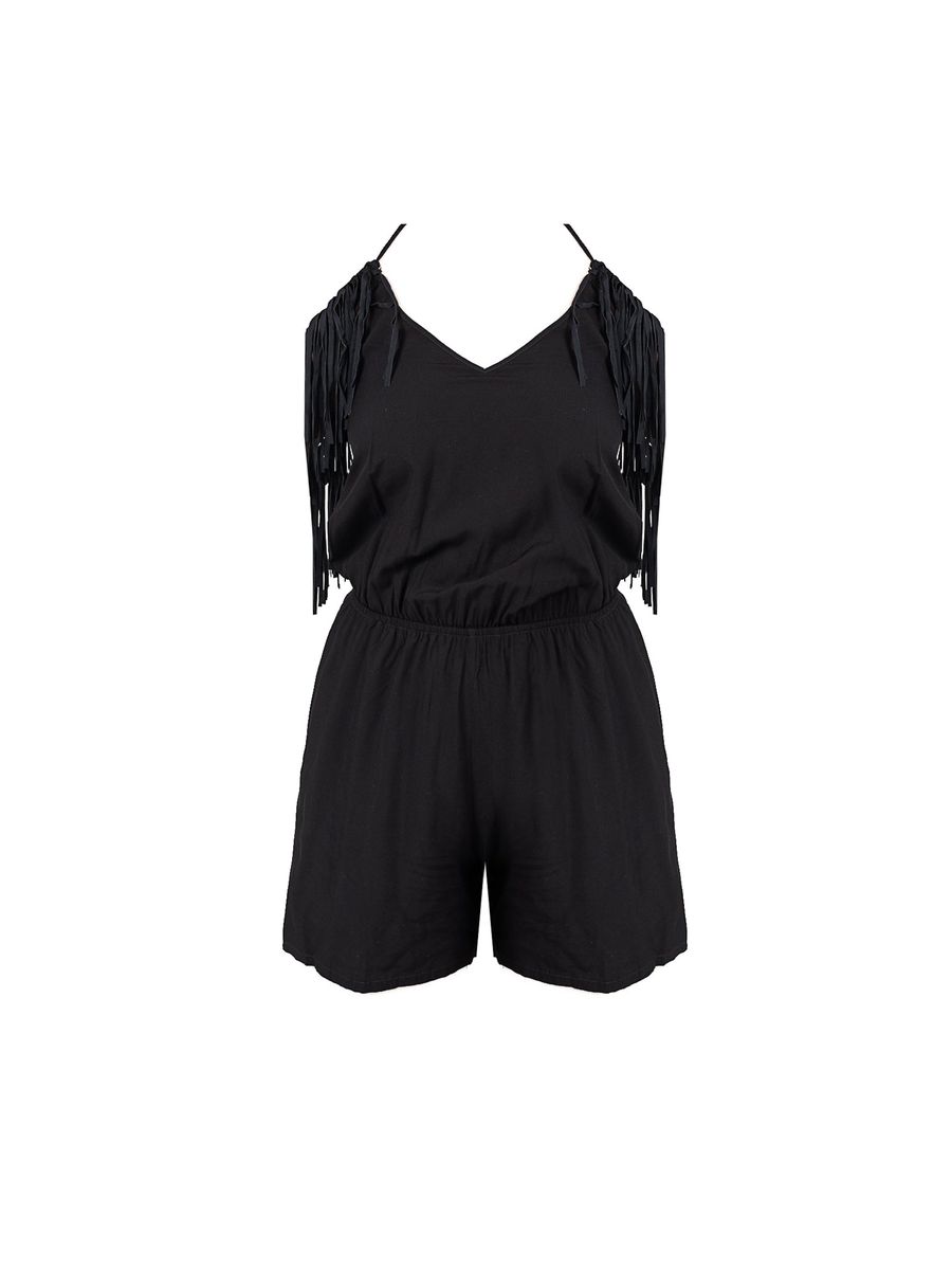 Halterneck-Romper mit Fransen