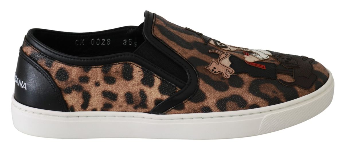 Leopard-Print Slip-On Sneaker mit Stickerei