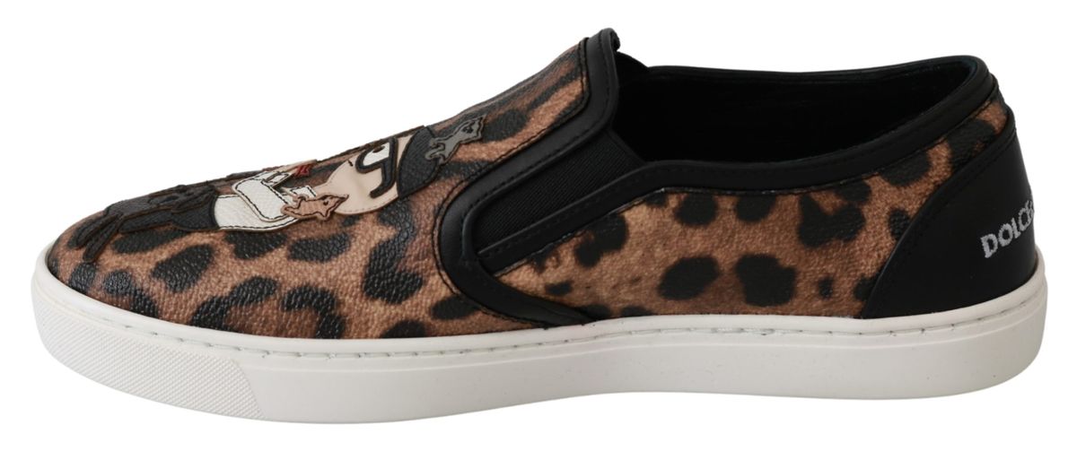 Leopard-Print Slip-On Sneaker mit Stickerei