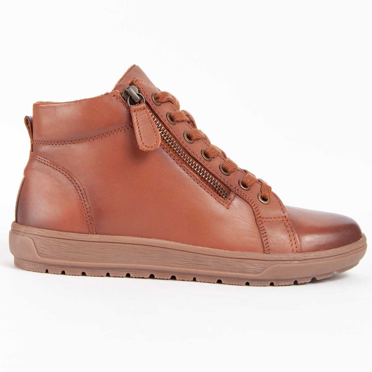 Leder-Stiefeletten mit Schnürung