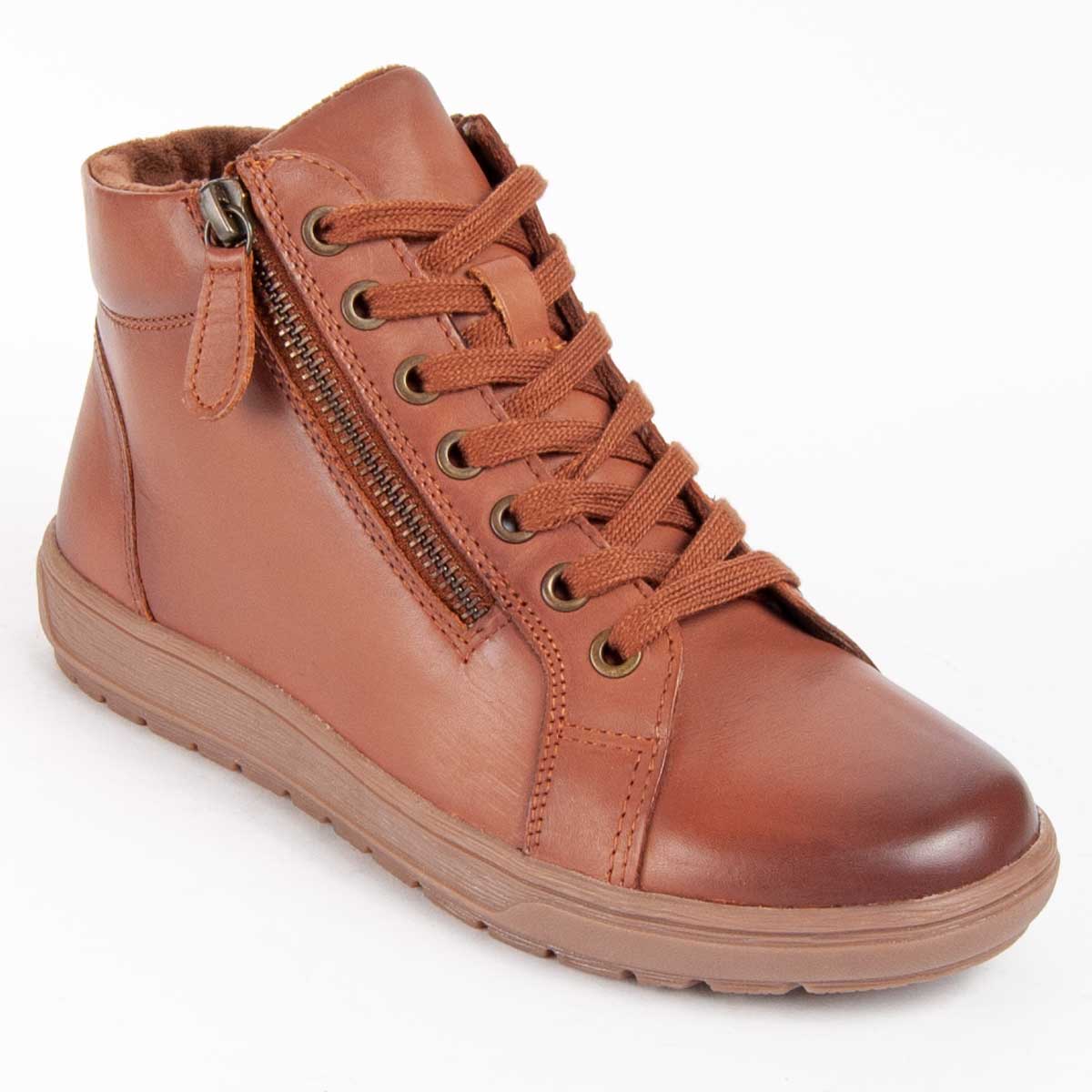 Leder-Stiefeletten mit Schnürung