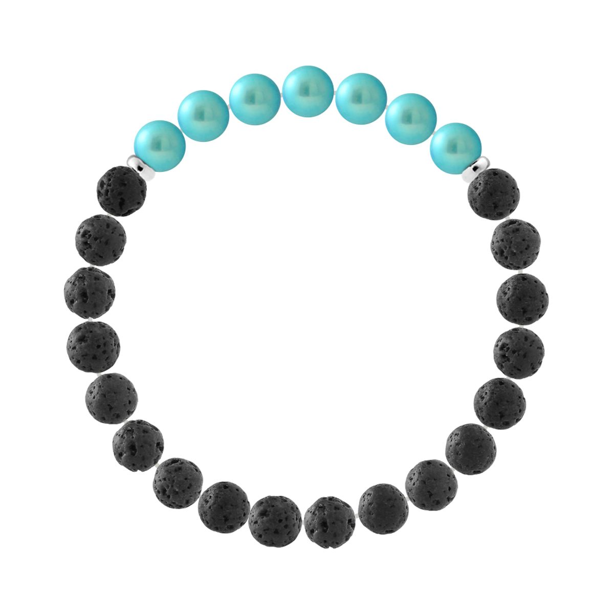 Lavastein- und Türkisperlen-Armband