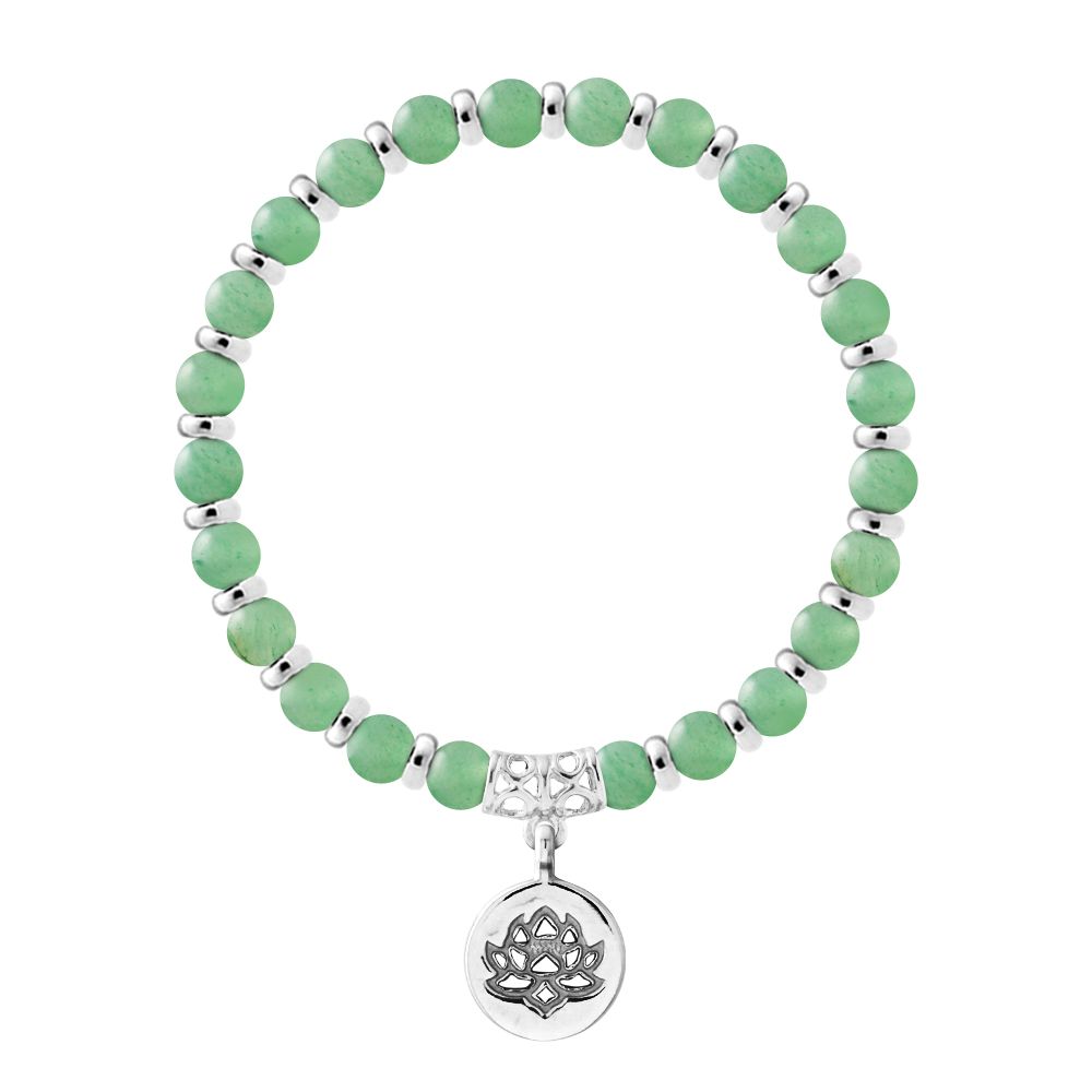 Aventurin Perlenarmband mit Lotus-Anhänger