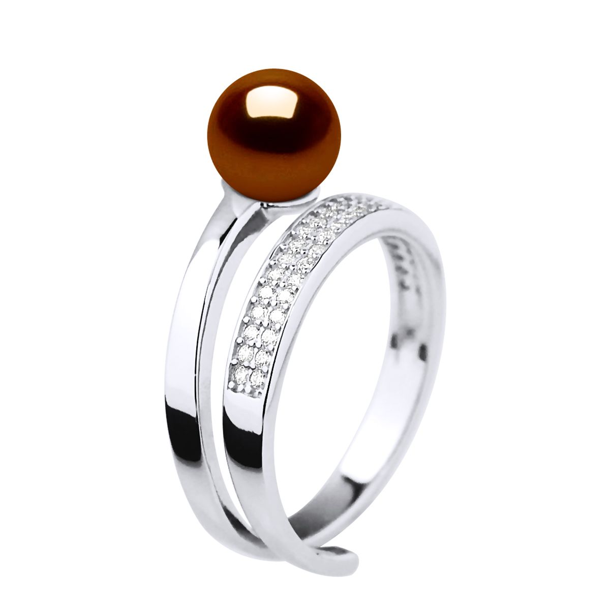 Eleganter verstellbarer Perlen-Bypass-Ring