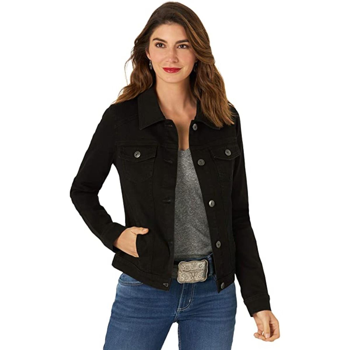 Klassische Jeansjacke zum Knöpfen