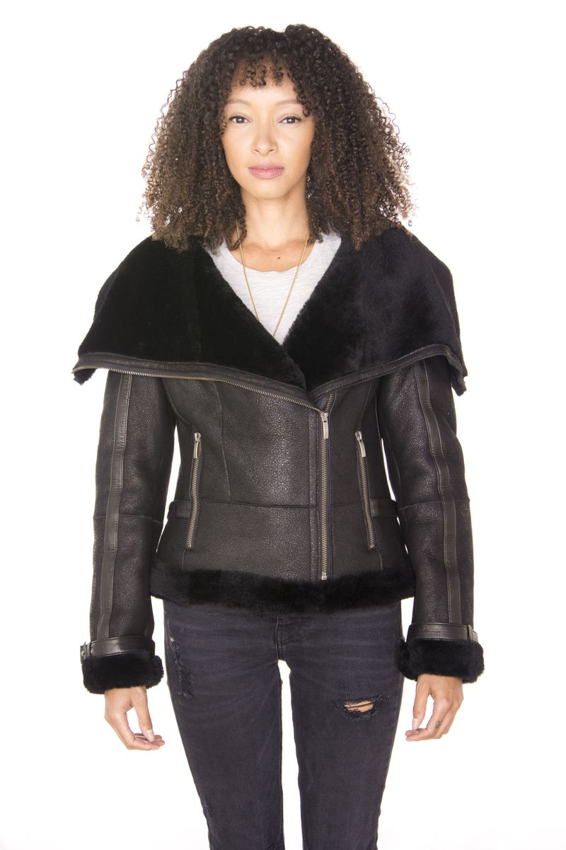 Fliegerjacke aus Schaffell mit Schalkragen