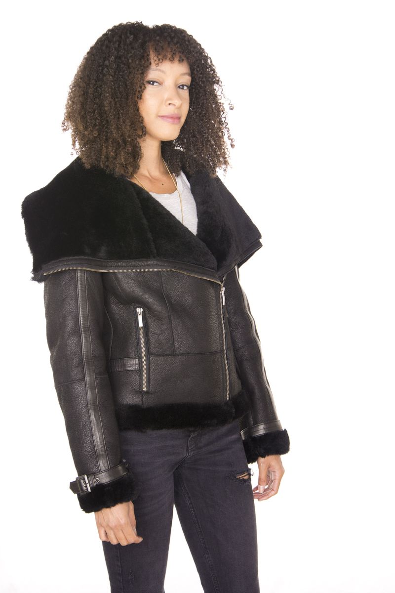 Fliegerjacke aus Schaffell mit Schalkragen