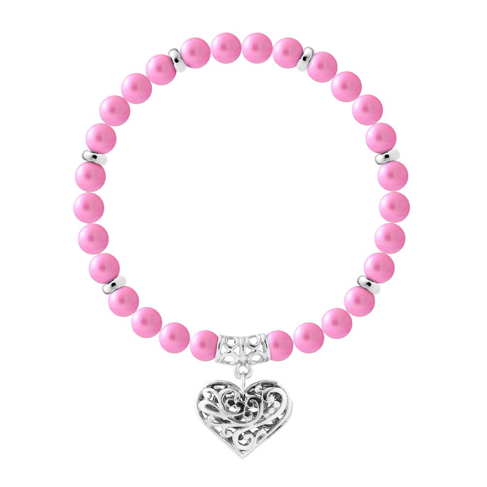 Perlenarmband mit filigranem Herzanhänger
