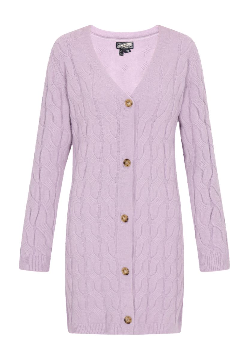 Lange Strickjacke mit Zopfmuster