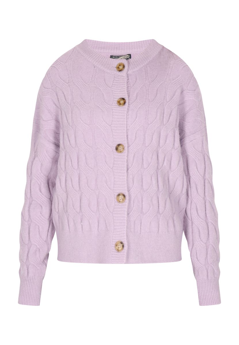 Lange Strickjacke mit Zopfmuster