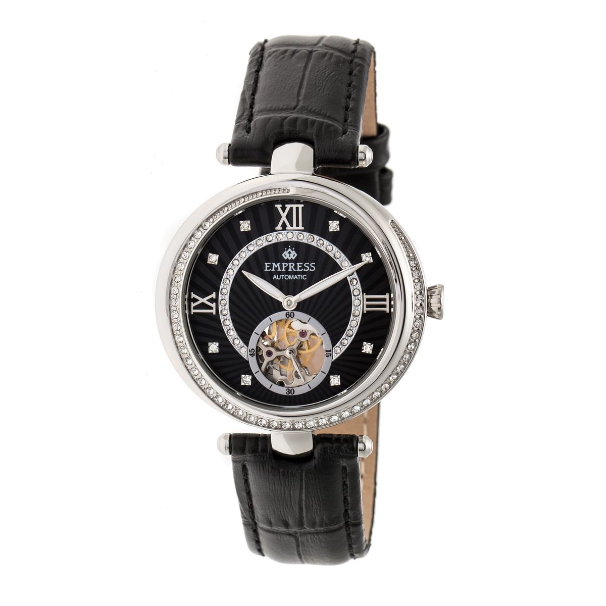 Elegante halb-skelettierte Automatikarmbanduhr