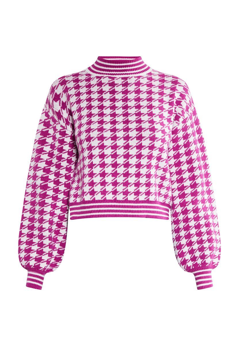 Strickpullover mit Hahnentritt-Muster