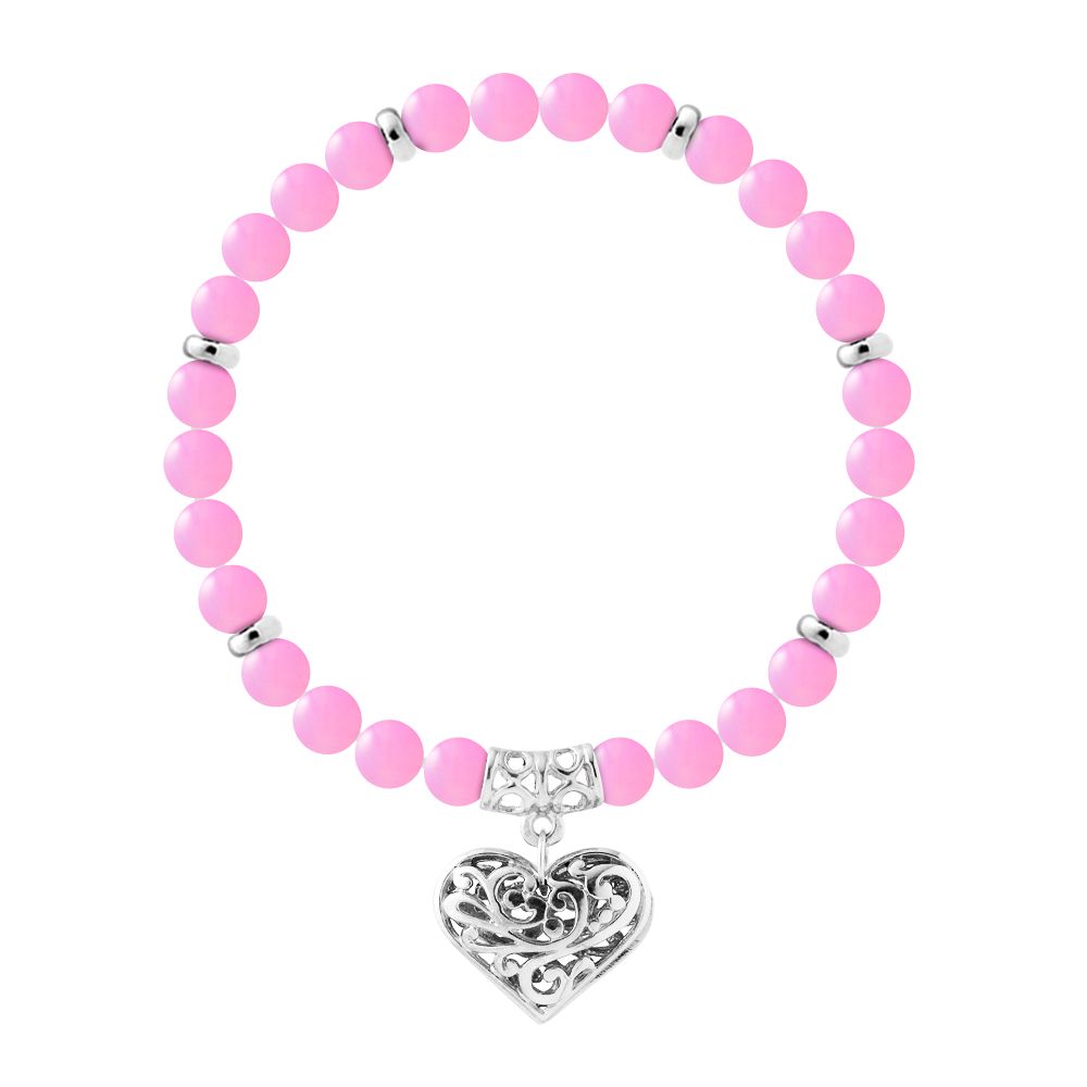Armband mit rosa Achatperlen Herz