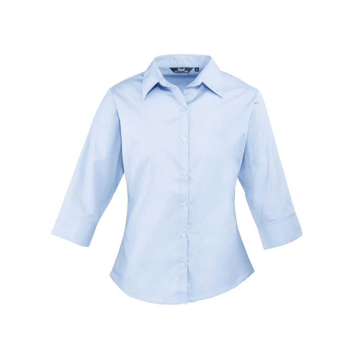 Popeline-Hemdbluse mit 3/4-Ärmeln