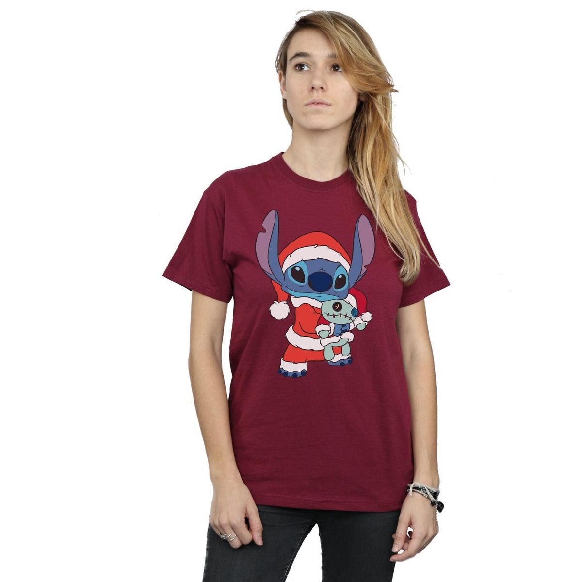 Festliches Stitch Weihnachtsmann Grafik-T-Shirt