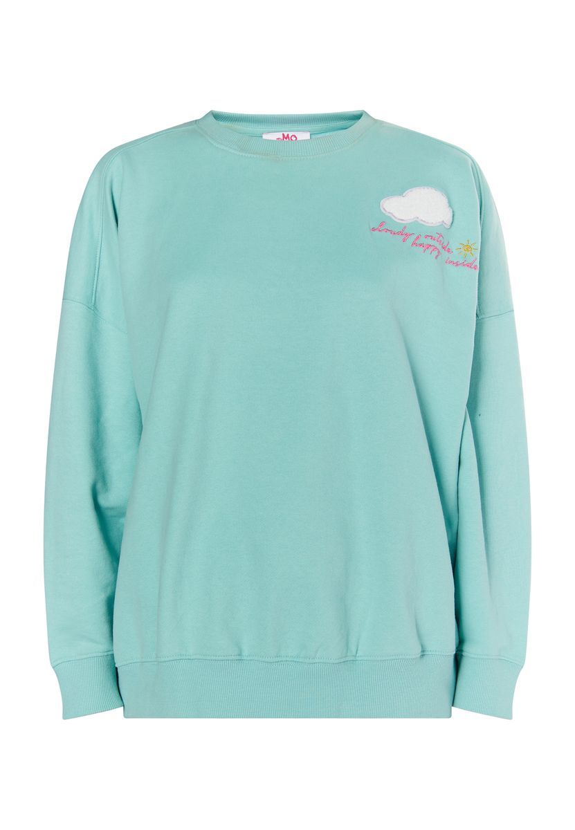 Besticktes Sweatshirt mit Wolken-Applikation