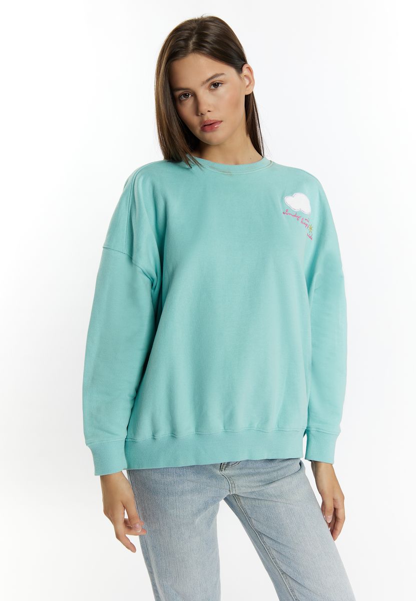 Besticktes Sweatshirt mit Wolken-Applikation