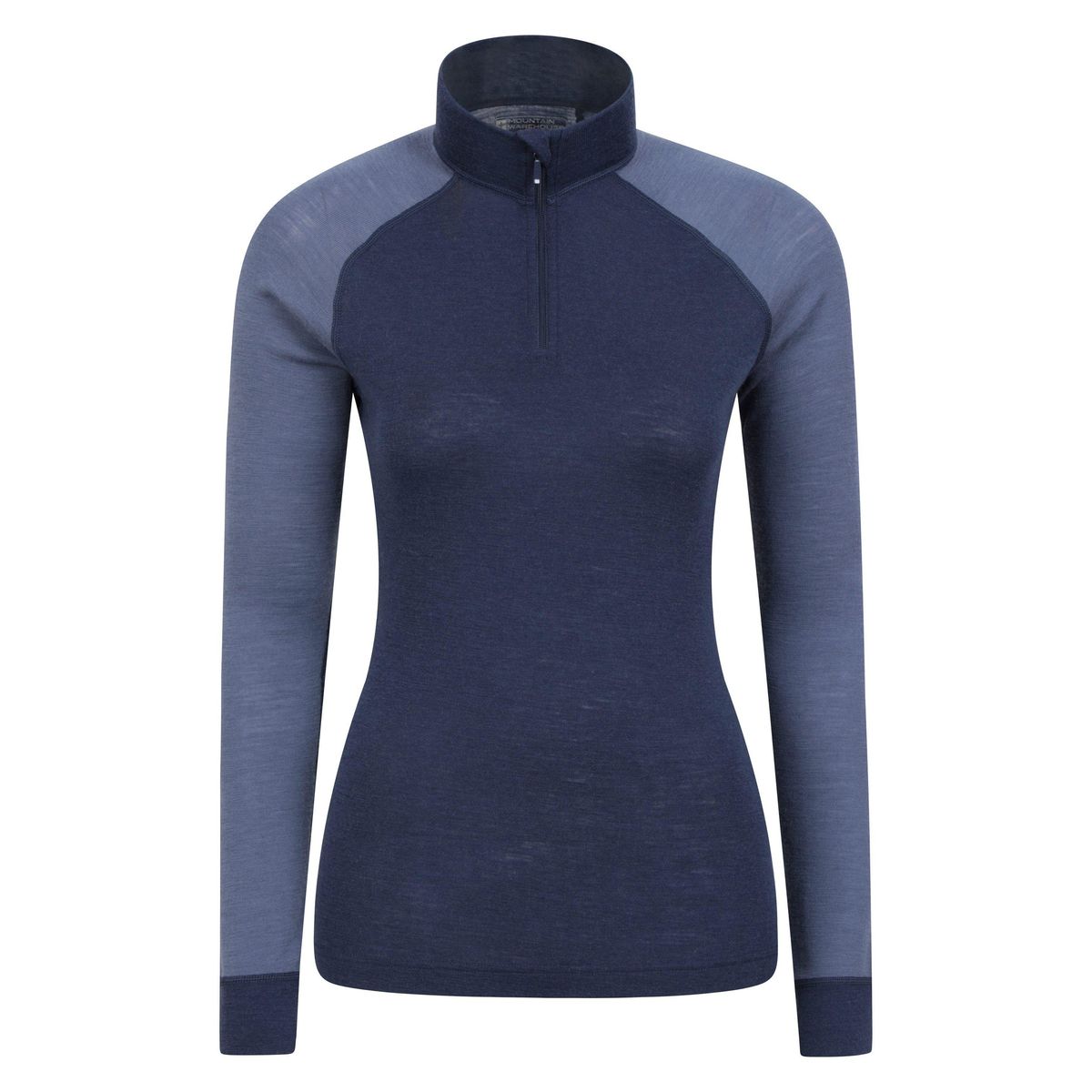 Merino-Wolle Funktionsshirt mit Halbreißverschluss