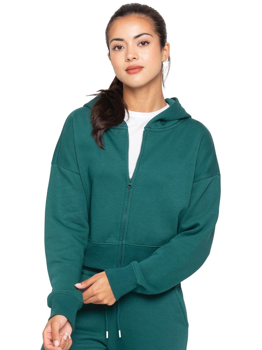 Kurzer Kapuzenpullover mit Reißverschluss