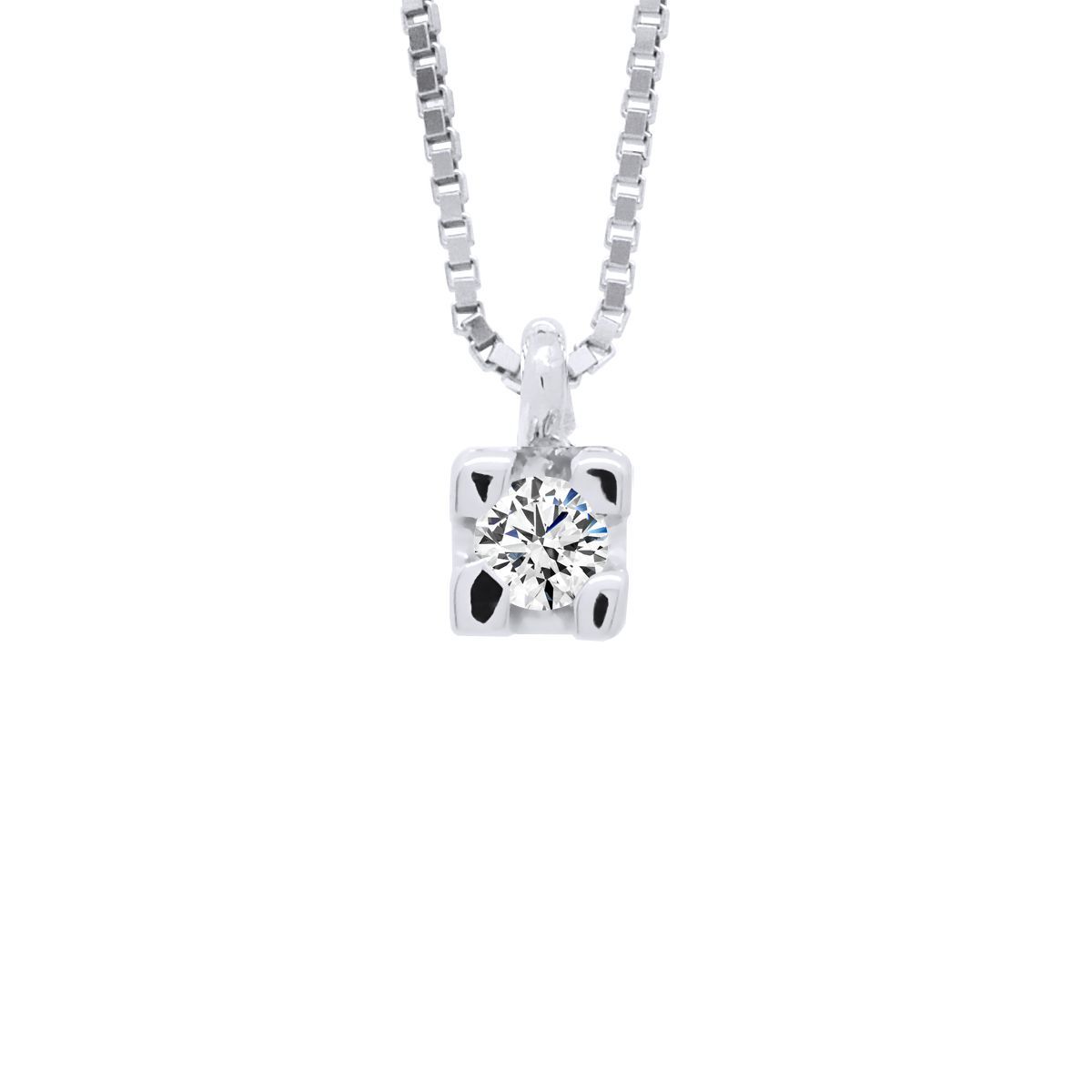 Elegante Solitär-Diamantkette mit Venezianerkette