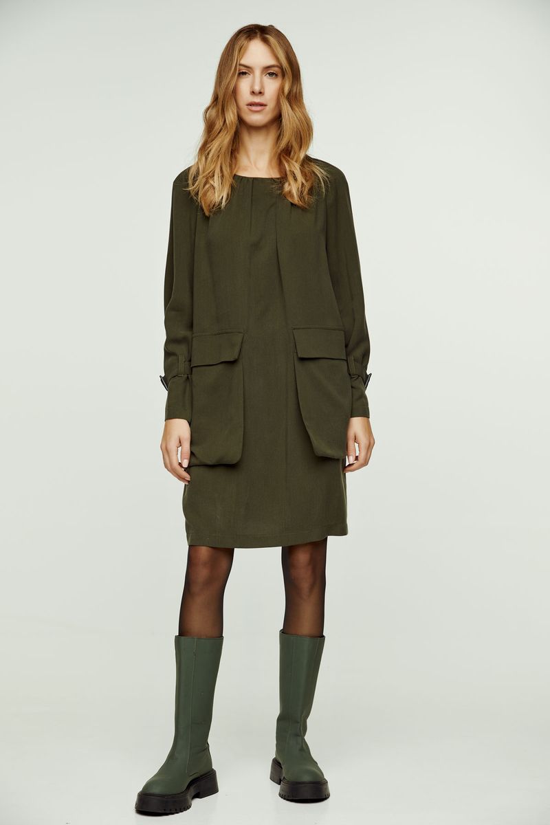 Kleid mit Raglanärmeln und Utility-Taschen