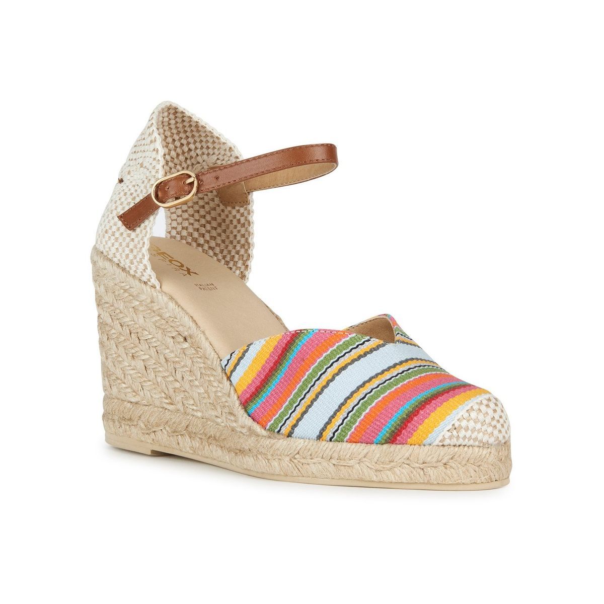 Bunte Espadrilles Keilsandaletten mit Streifen