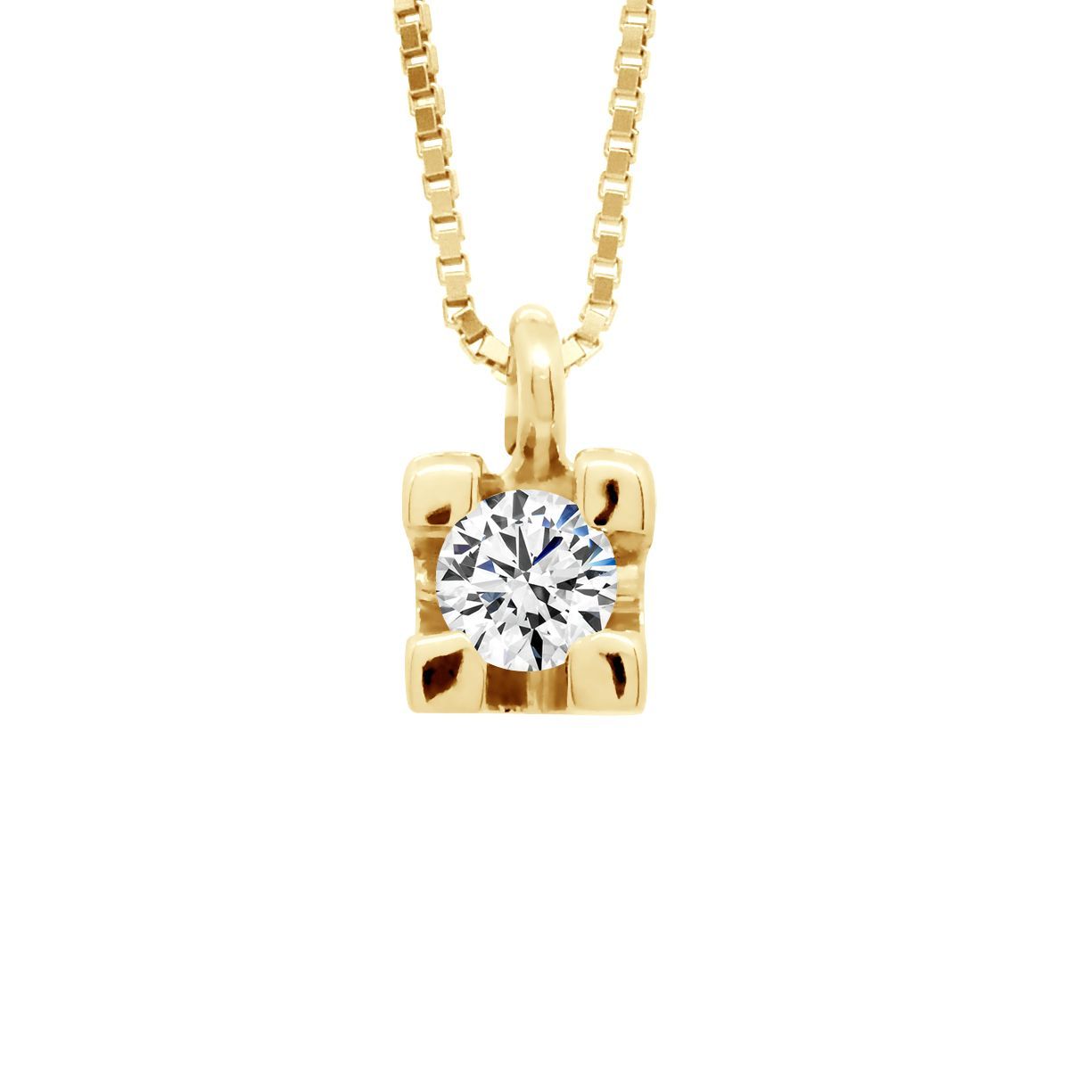 Solitär-Diamantkette aus Gelbgold