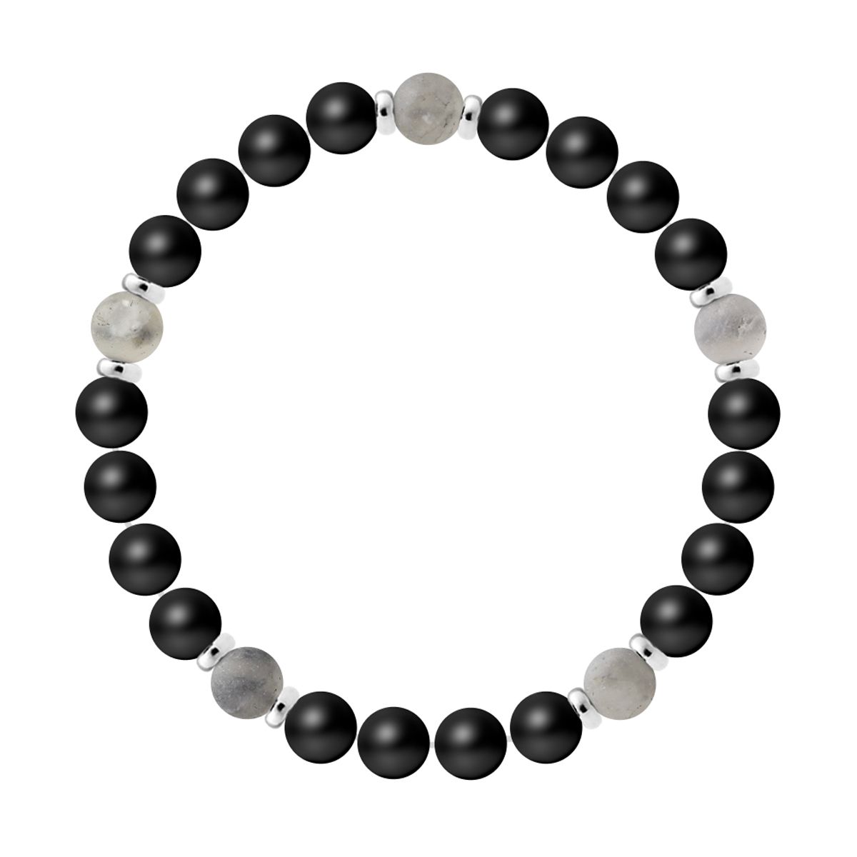Elastisches Perlenarmband aus Achat und Quarz