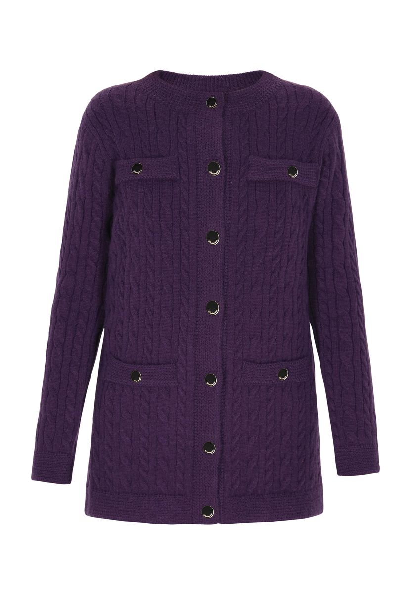 Strukturierte Zopfstrick-Strickjacke