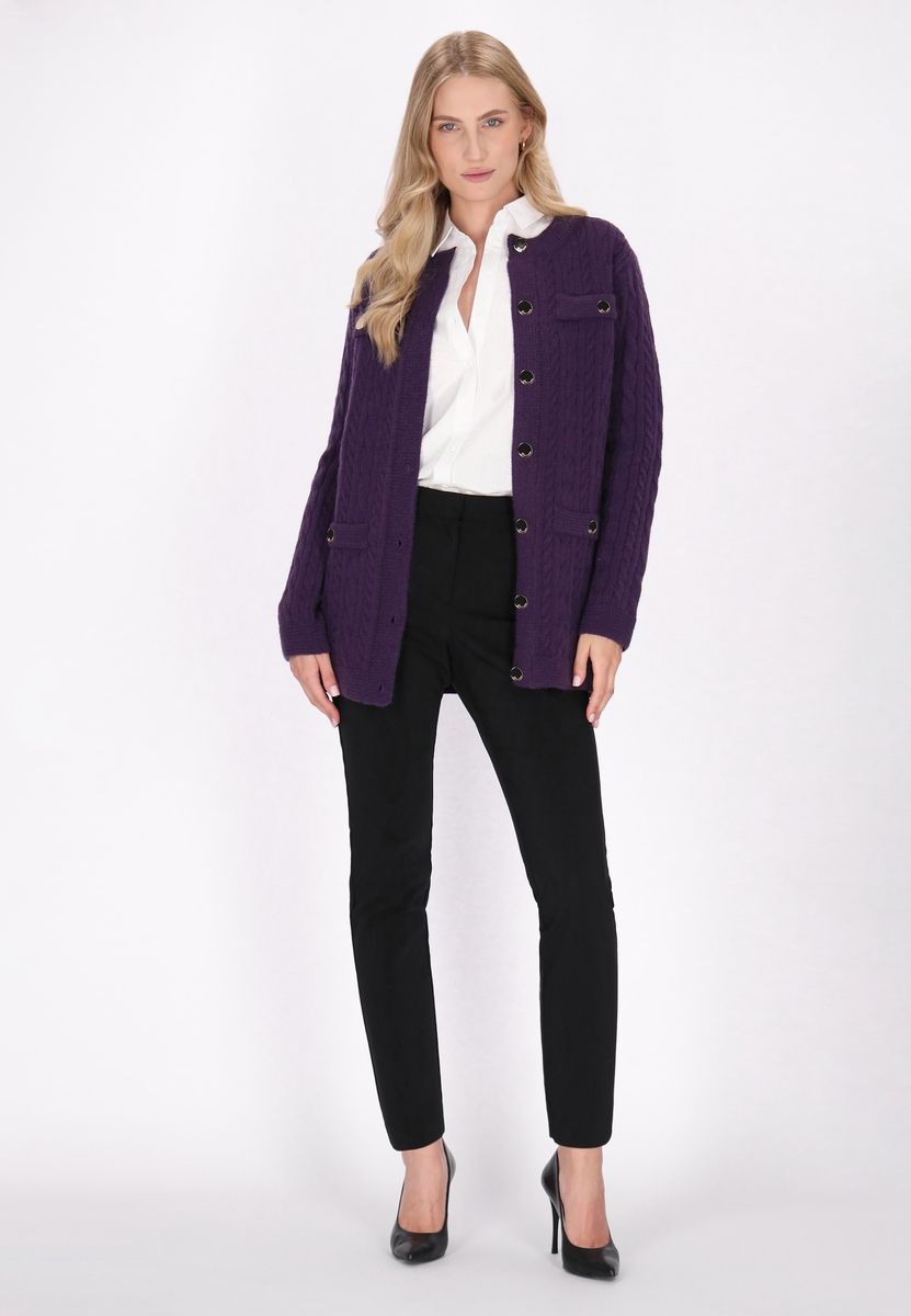 Strukturierte Zopfstrick-Strickjacke