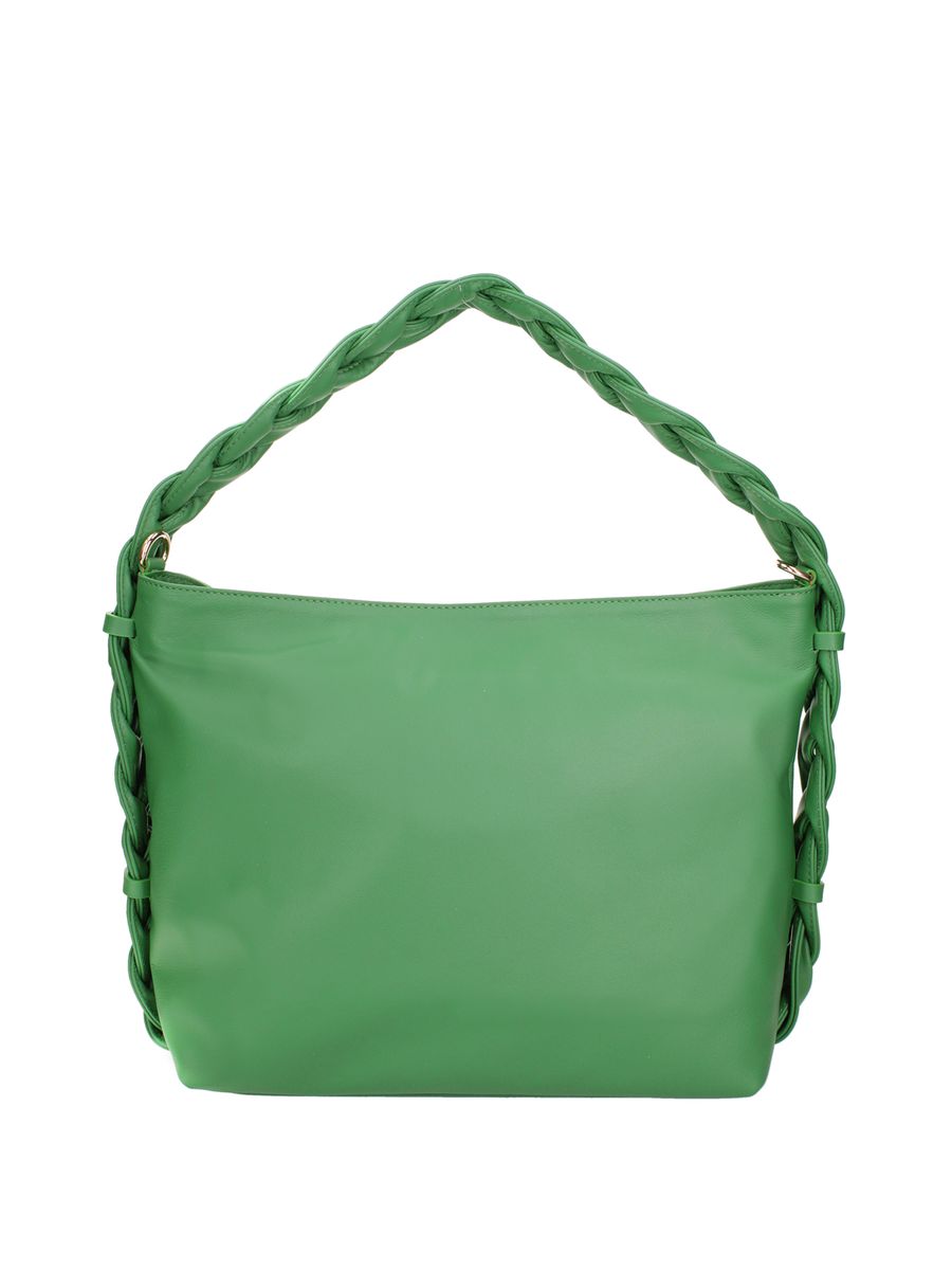 Schultertasche aus Leder mit Flechtgriff