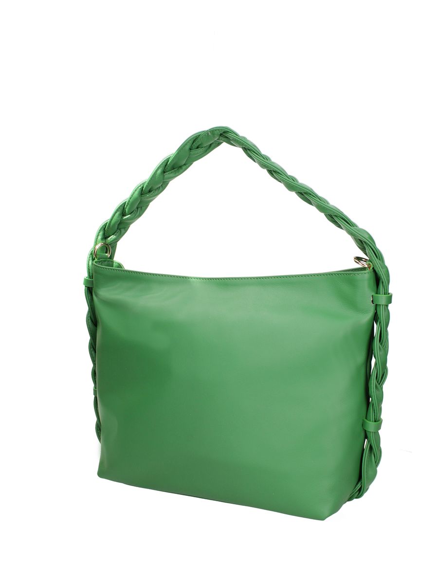 Schultertasche aus Leder mit Flechtgriff