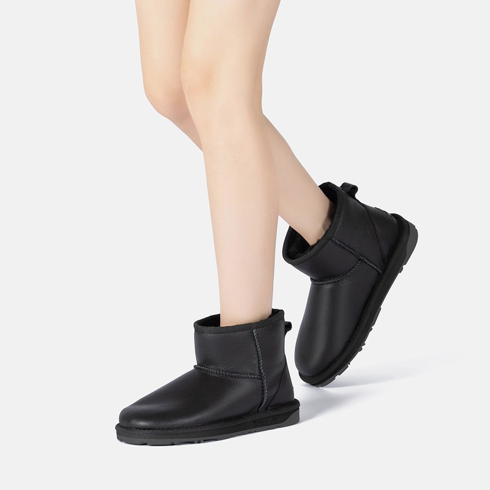 Mini-Lederstiefel mit Lammfellfutter