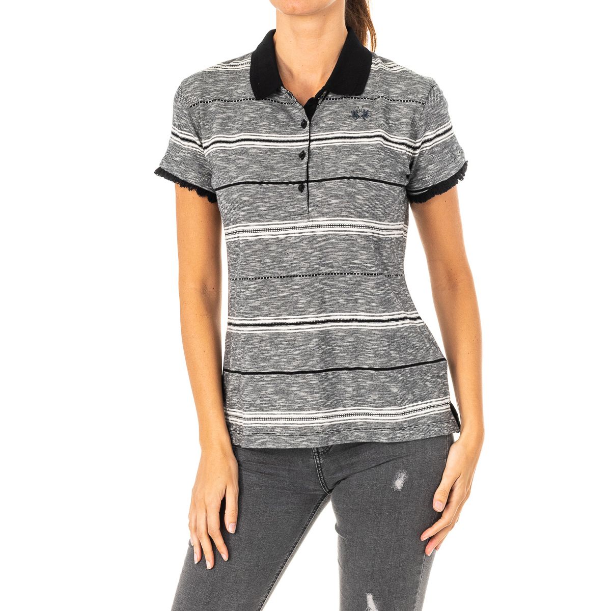 Gestreiftes Poloshirt mit Fransendetails
