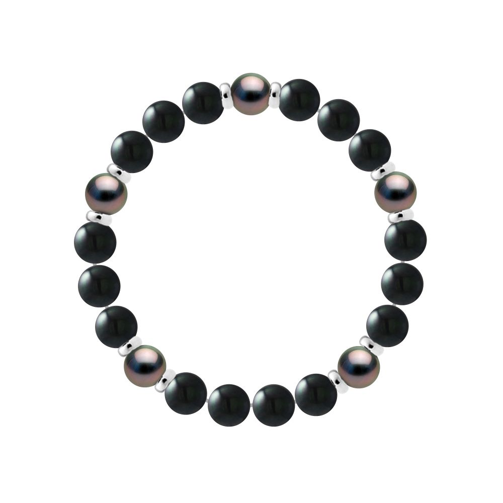 Elegantes Onyx- und Tahitiperlen-Armband
