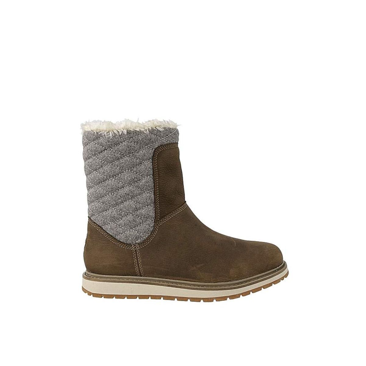 Gesteppte Leder- und Filz-Winterstiefel