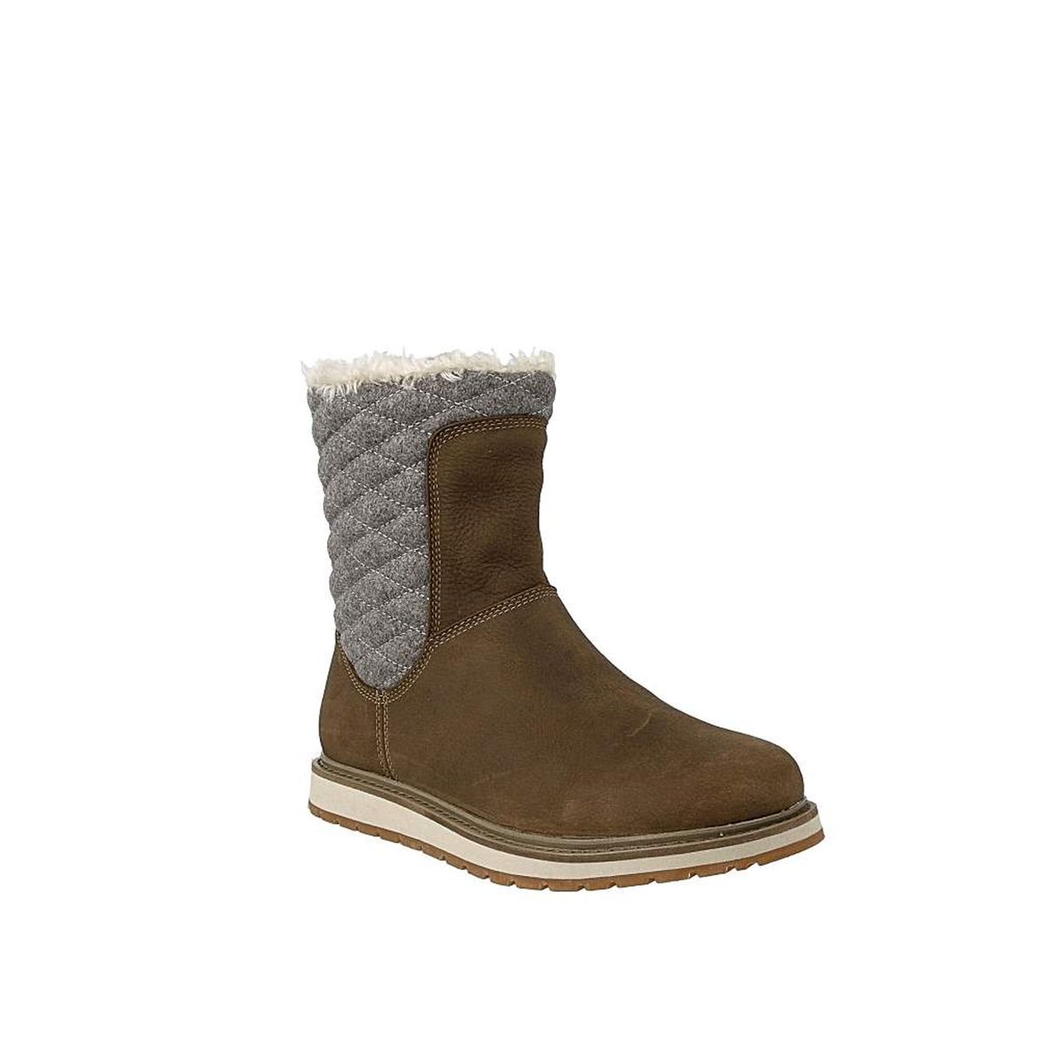 Gesteppte Leder- und Filz-Winterstiefel