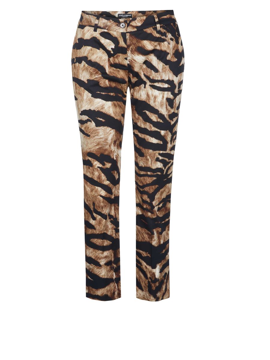 Schmal geschnittene Hose mit Tigermuster