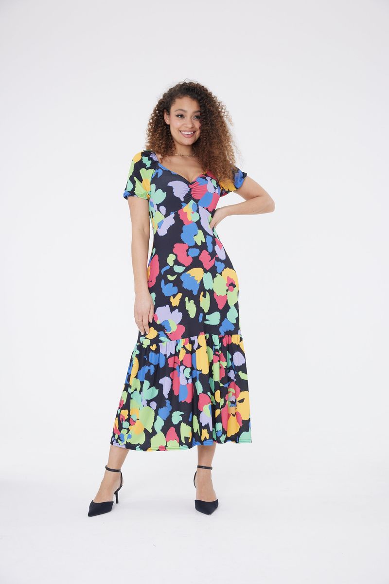 Maxikleid mit abstraktem Print