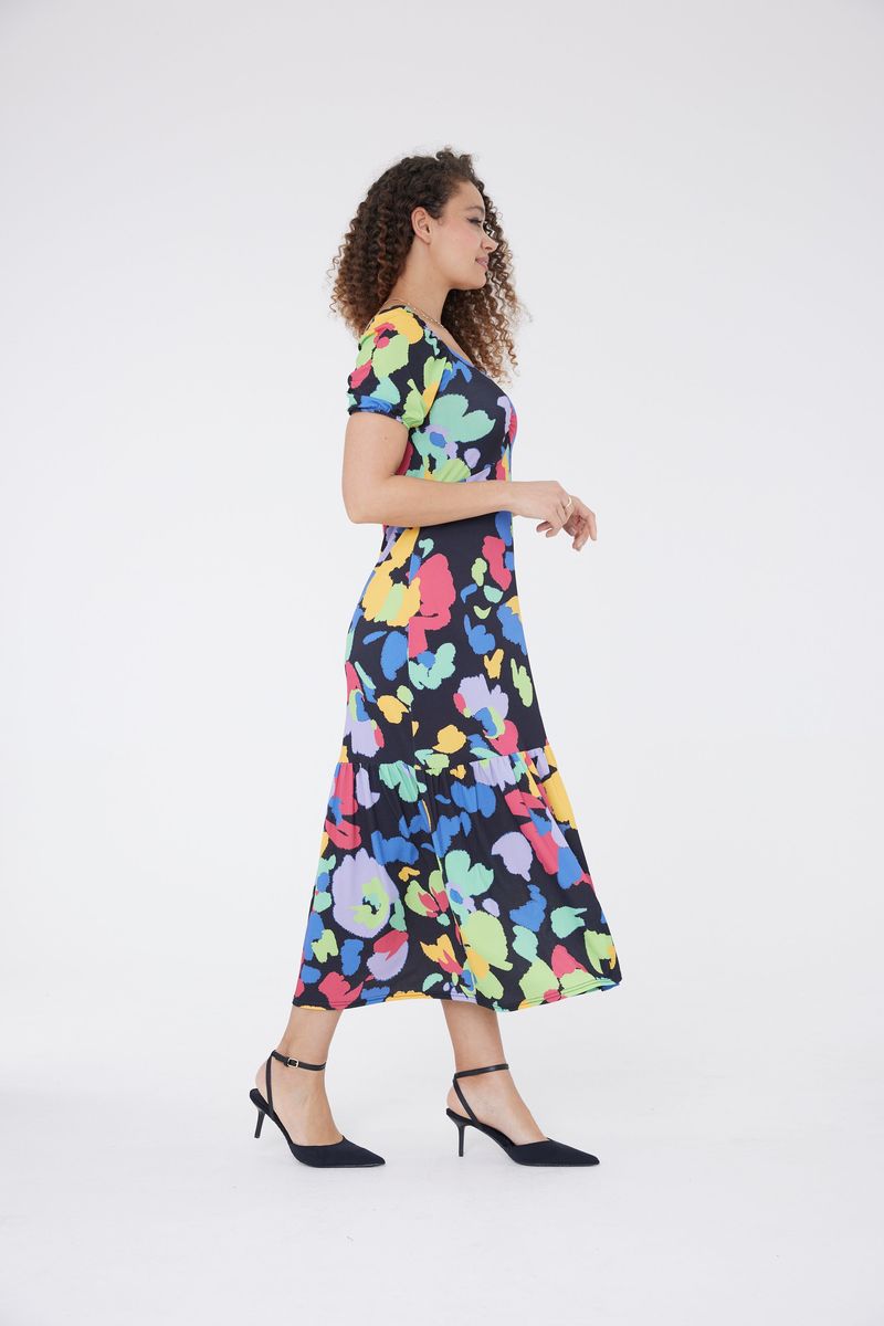 Maxikleid mit abstraktem Print