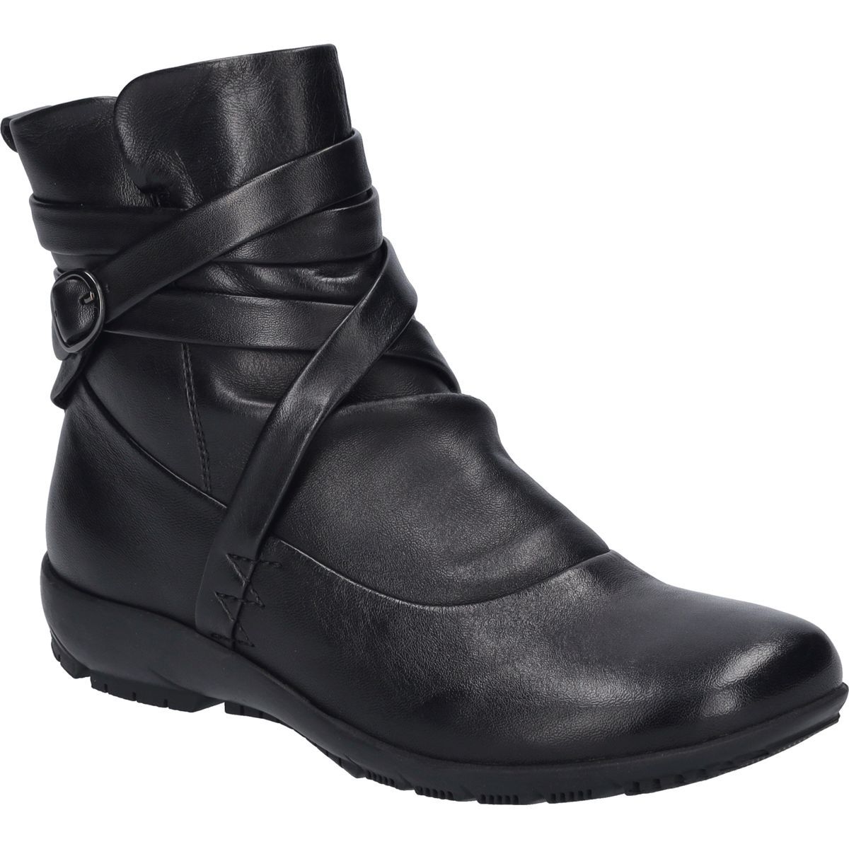 Leder-Stiefelette mit Riemendetail