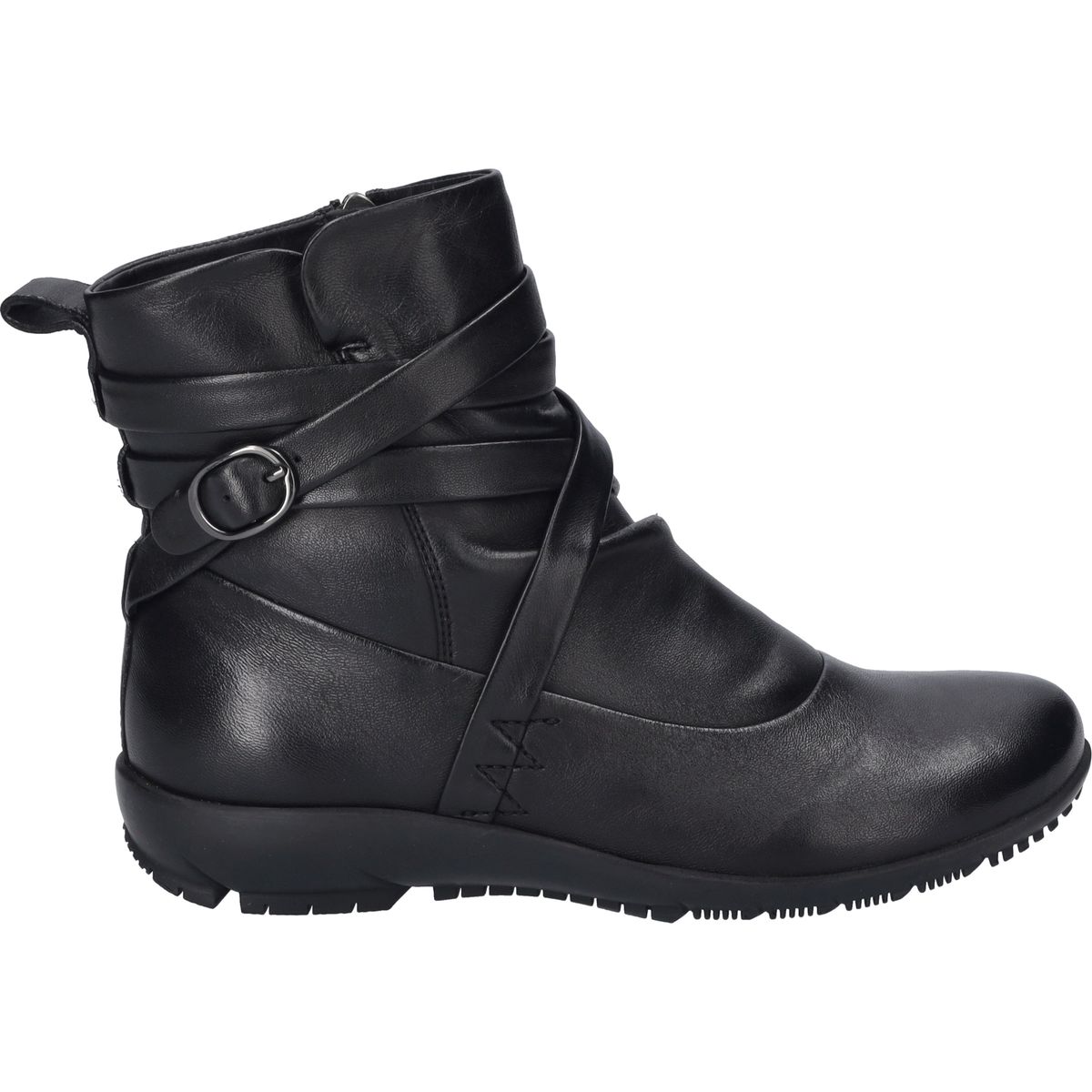 Leder-Stiefelette mit Riemendetail