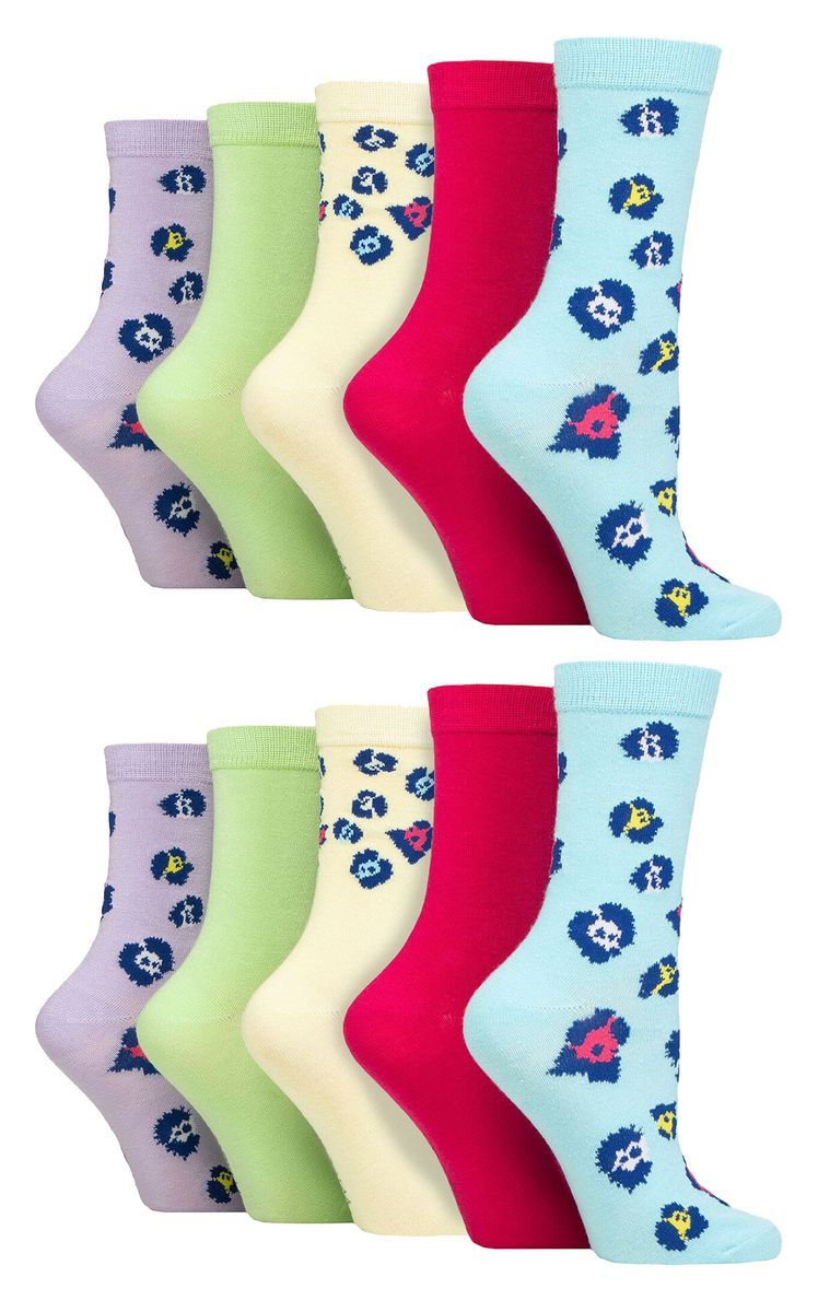 Gemusterte Bambus-Crew-Socken im Multipack