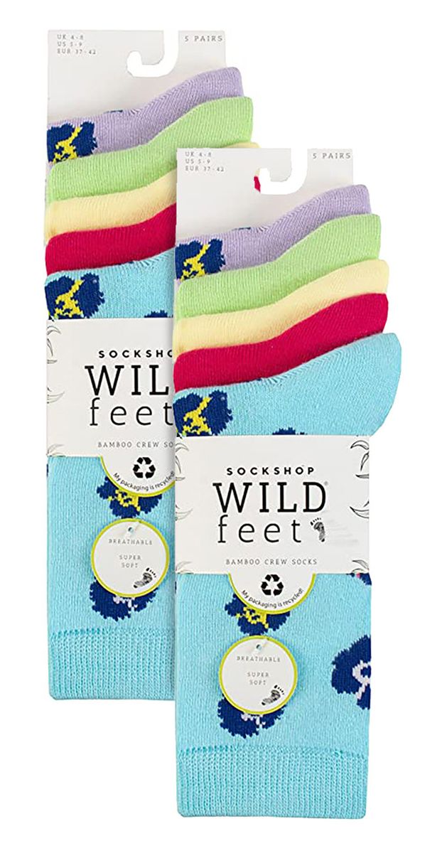 Gemusterte Bambus-Crew-Socken im Multipack